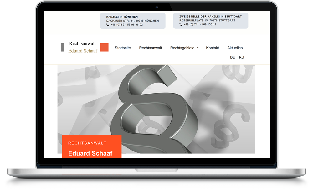 Сайт Rechtsanwalt Eduard Schaaf (адвокат в Мюнхене и Штутгарте)